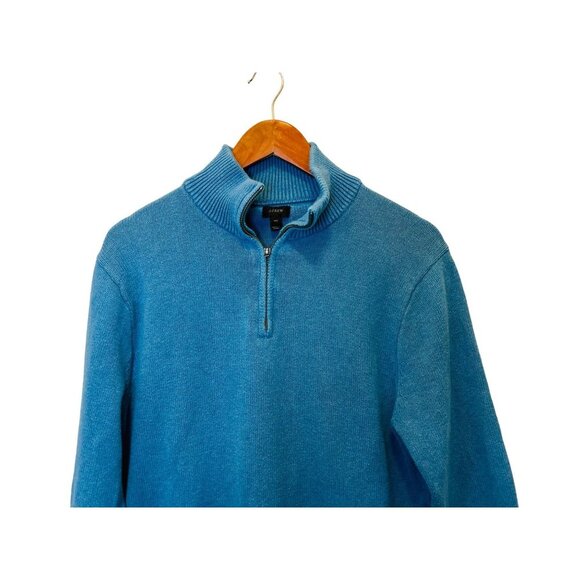J.CREW 1/4 Zip Pullover Knitted Cotton Cashmere Light Blue Sweater Size Med/Tall - Picture 4 of 7
